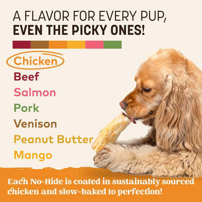 Earth Animal No Hide Chews for small dogs, 16-45 lbs, 6 count, chicken, rawhide free, long lasting