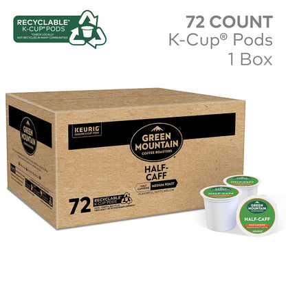Green Mountain Coffee Roasters Half Caff, Medium Roast, 72 Count Keurig K-Cup pods