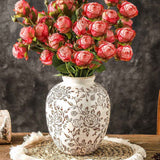 Ceramic Vase Set of 3, Neutral Flower Vases Home Decor, Pottery Rustic Farmhouse Decorative Vases Modern Decor for Table Mantel Entryway Bookshelf Living Room Kitchen Bedroom - Brown