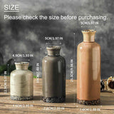 Ceramic Vase Set of 3, Neutral Flower Vases Home Decor, Pottery Rustic Farmhouse Decorative Vases Modern Decor for Table Mantel Entryway Bookshelf Living Room Kitchen Bedroom - Brown