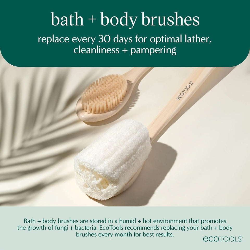 EcoTools cruelty-free dry body brush with synthetic bristles and bamboo handle, perfect for exfoliating and smoothing skin