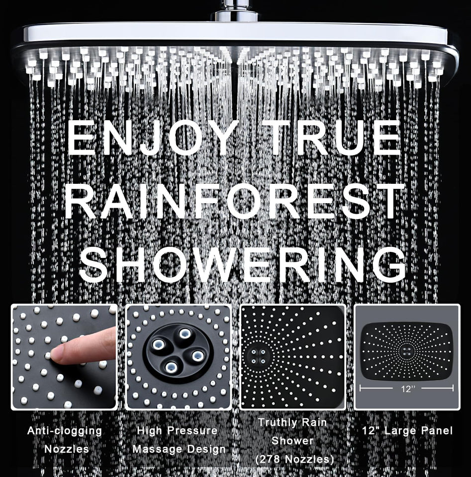 High Pressure Rain Shower Head: Upgrade Shower Heads with Handheld Spray Combo with Fixed Showerhead and 10 Sprays Handheld Shower Head, Detachable Shower head Built-in Magnetic Docking and Power Jets