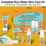 Doyeewo 6-piece women's glass skincare set with Korean rice extract, hydrate glow repair anti-aging facial routine kit for normal, dry, oily, combination skin types