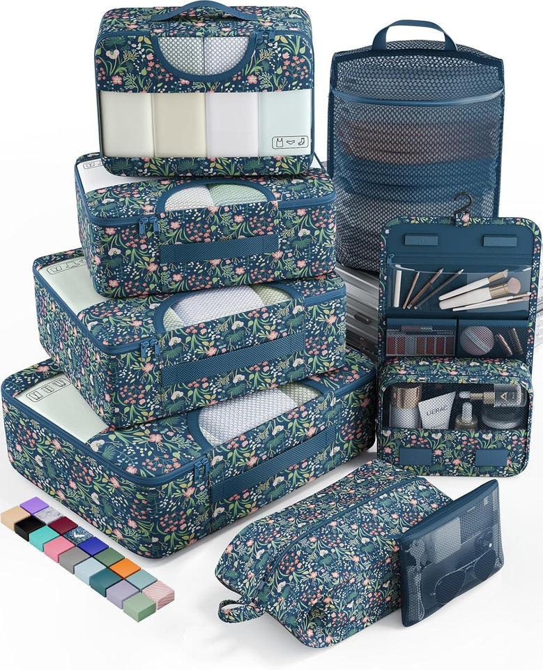 vekens 8-set packing cubes nylon organizer bags for beach vacation cruise ship travel essentials suitcase