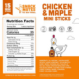 New Primal Snack Mates Gluten-Free Chicken & Maple Sticks, Healthy Snacks for Kids, Low Sugar High Protein, 15 Pack