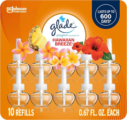 Glade PlugIns Refills Air Freshener, Scented and Essential Oils for Home and Bathroom, Aqua Waves, 6.7 Fl Oz, 10 Count