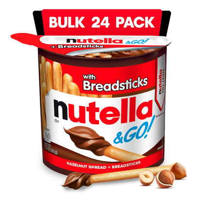 Nutella & GO! Chocolate Hazelnut Spread with Cocoa, 24 snack packs, 1.8 oz each, bulk snack