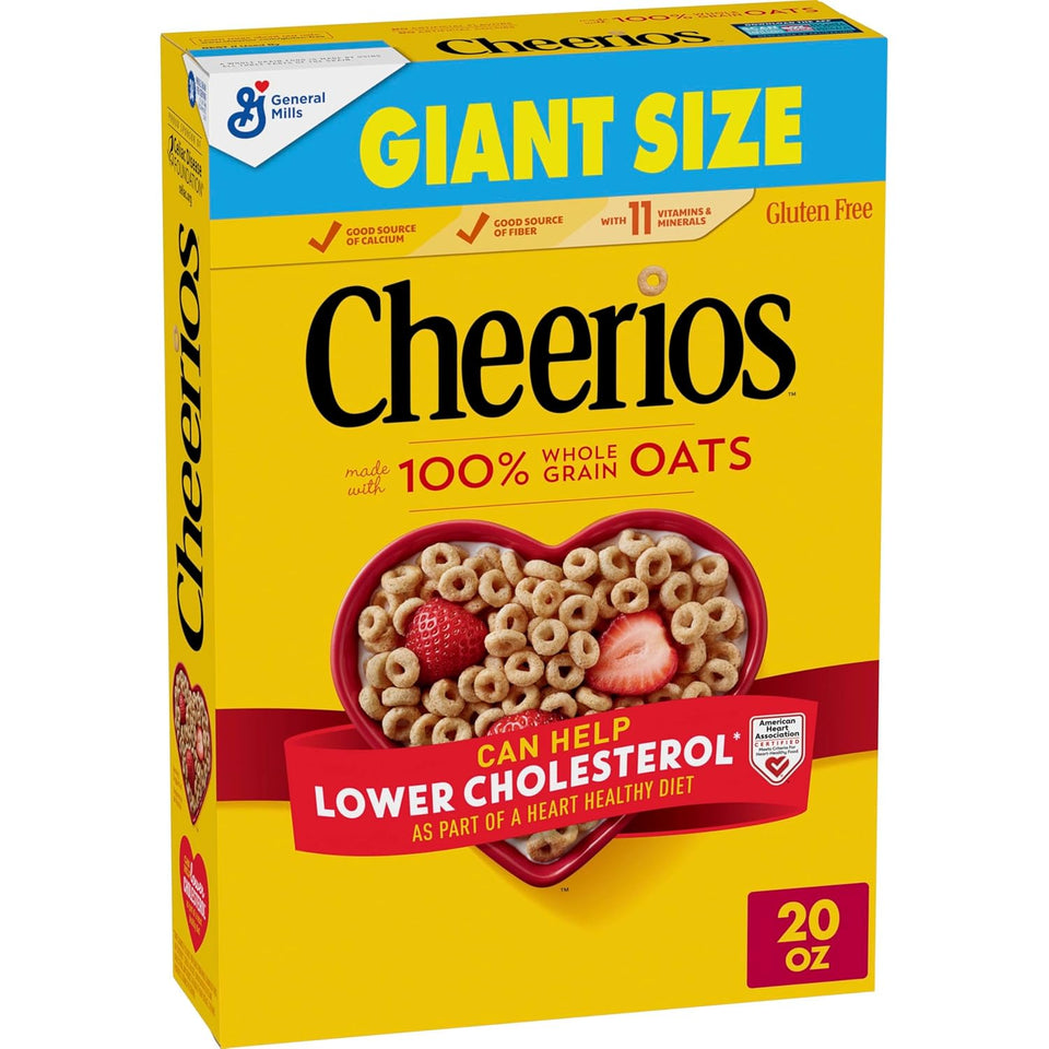 Cheerios Limited Edition Heart Shapes, Affirmations Box, Gluten Free, Giant Size, 20 oz Cereal