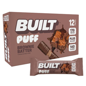 Built Bar, Brownie Batter Puff, 17g protein, 140 calories, gluten-free, 12 count