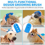 Comotech 6PCS Dog Bath Brush & Dog Toothbrush | Adjustable Handle Shampoo Brush & Scrubber for Short & Long Haired Dogs & Cats | Effectively Solve Odor & Stain Removal Problems | Pet Supplies (Blue)