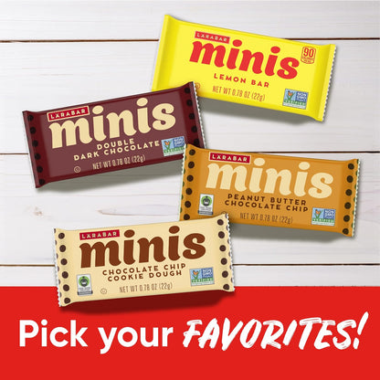Larabar peanut butter chocolate chip mini bars, gluten free vegan, 20-count snack size