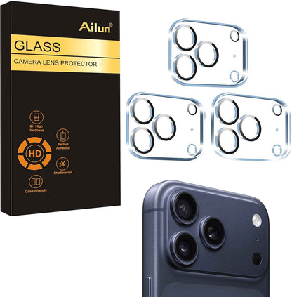 Ailun 3 Pack Camera Lens Protector for iPhone 16 Pro / 14 Pro & iPhone 16 Pro Max / 14 Pro Max,Tempered Glass,9H Hardness,Anti-Scratch,Case Friendly[Does not Affect Night Shots]