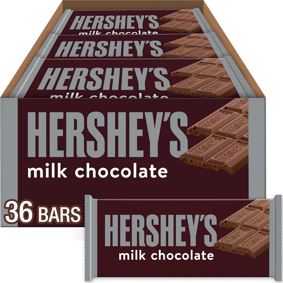 Hersheys milk chocolate bulk candy bars, 36 count, 1.55 oz each, kosher and gluten free
