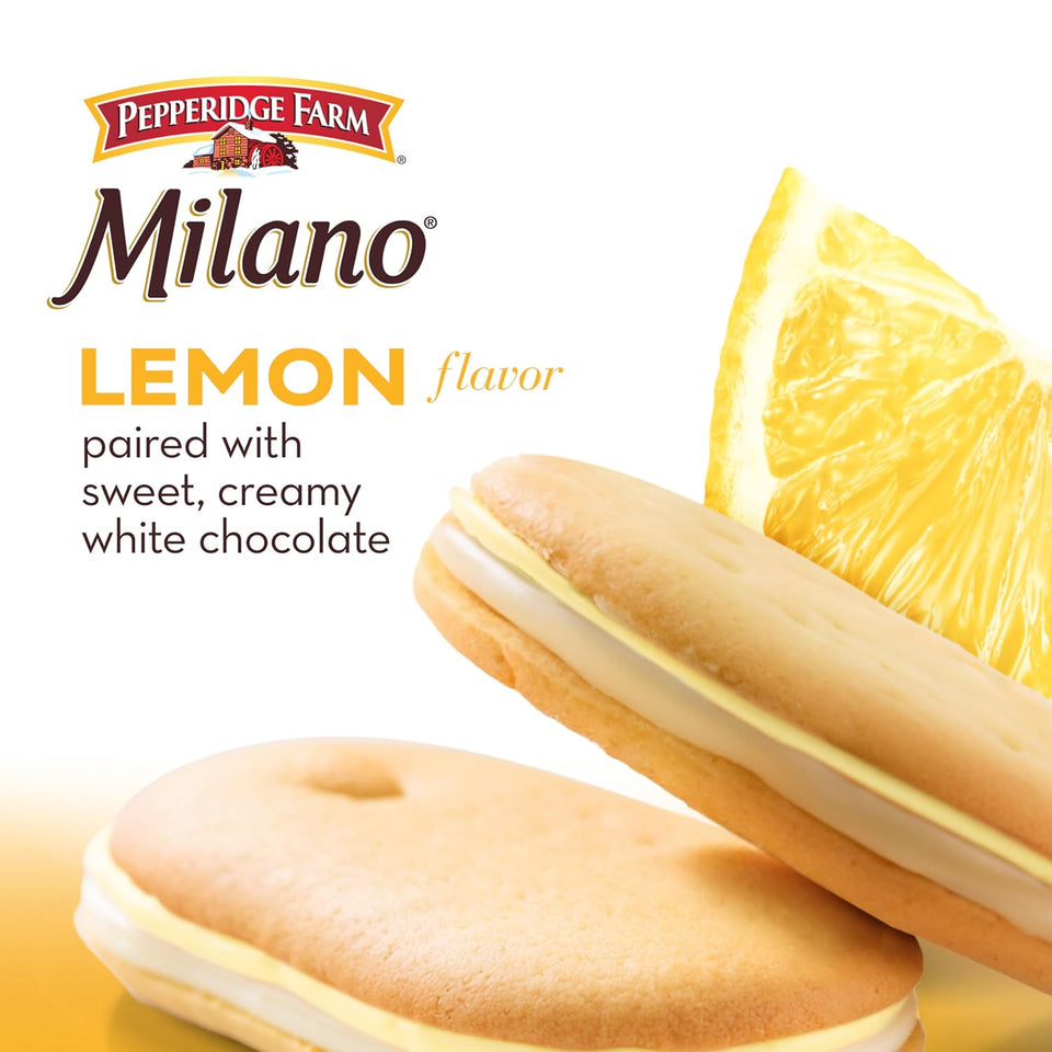 Pepperidge Farm Milano white chocolate lemon flavored cookies, 7 oz bag, classic and sweet