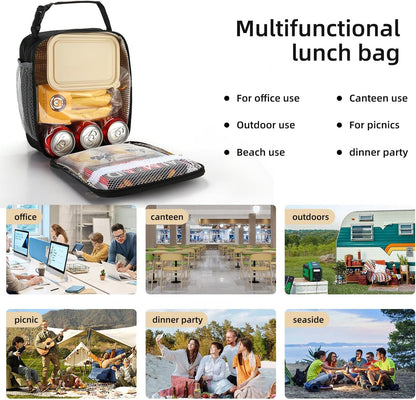 Lunch box Lunch bag for men women Insulated Lunchbox Lunch bags for Work Picnic Travel (Black)