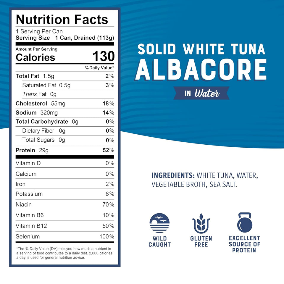 bumble bee solid white albacore tuna in water 5 oz can wild caught high in omega-3s non-gmo project verified