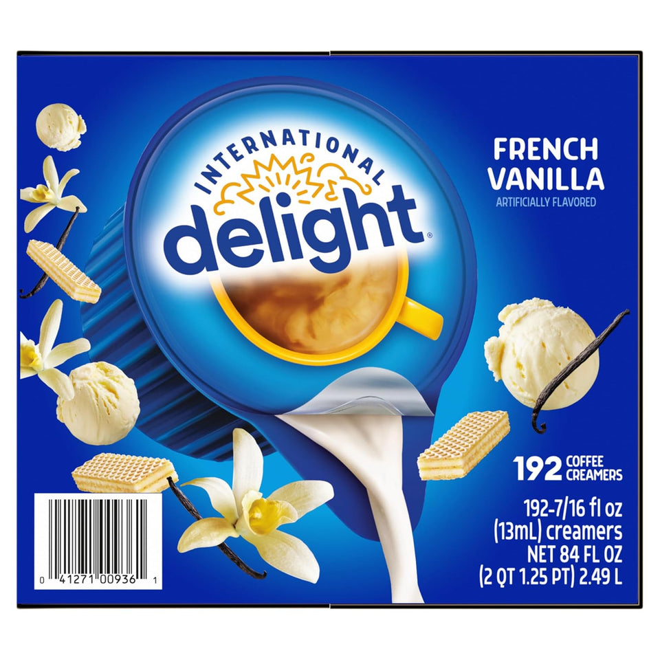 International Delight French Vanilla Single-Serve Coffee Creamer 192 Count Pack of 1 Shelf Stable Non-Dairy