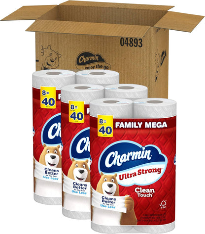Charmin Ultra Strong Clean Touch Toilet Paper, 24 Family Mega Rolls = 120 Regular Rolls