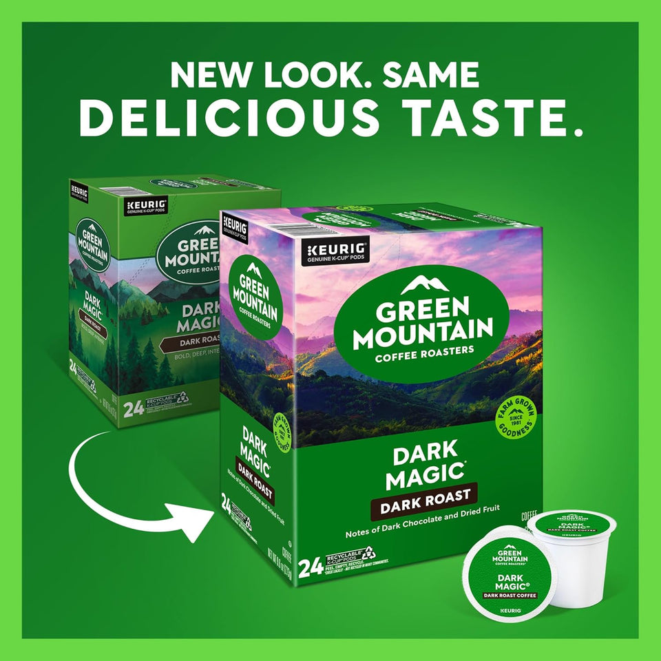 Green Mountain Coffee Roasters Dark Magic coffee pods, 96 count, dark roast, single-serve K-Cup, compatible with Keurig
