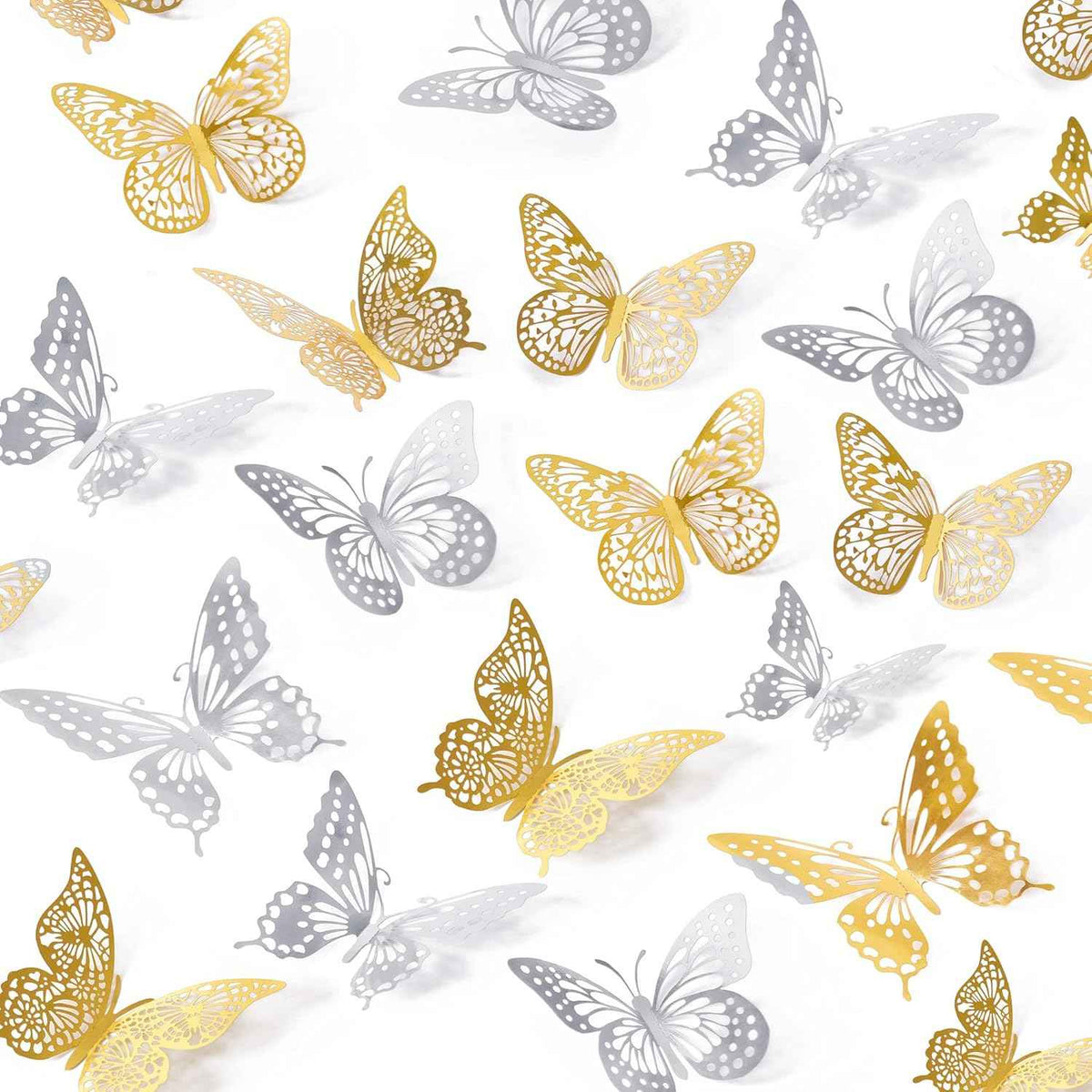 SAOROPEB 3D Butterfly Wall Decor - 48 Pcs, 4 Styles, 3 Sizes, Gold Butterfly Decorations for Birthday & Party Celebrations, Removable Stickers