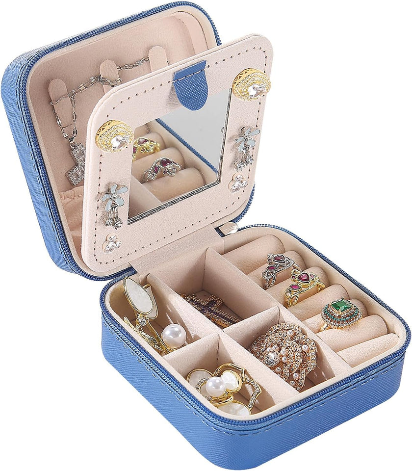 keLofoN small pink jewelry case with mirror travel gift for girls women