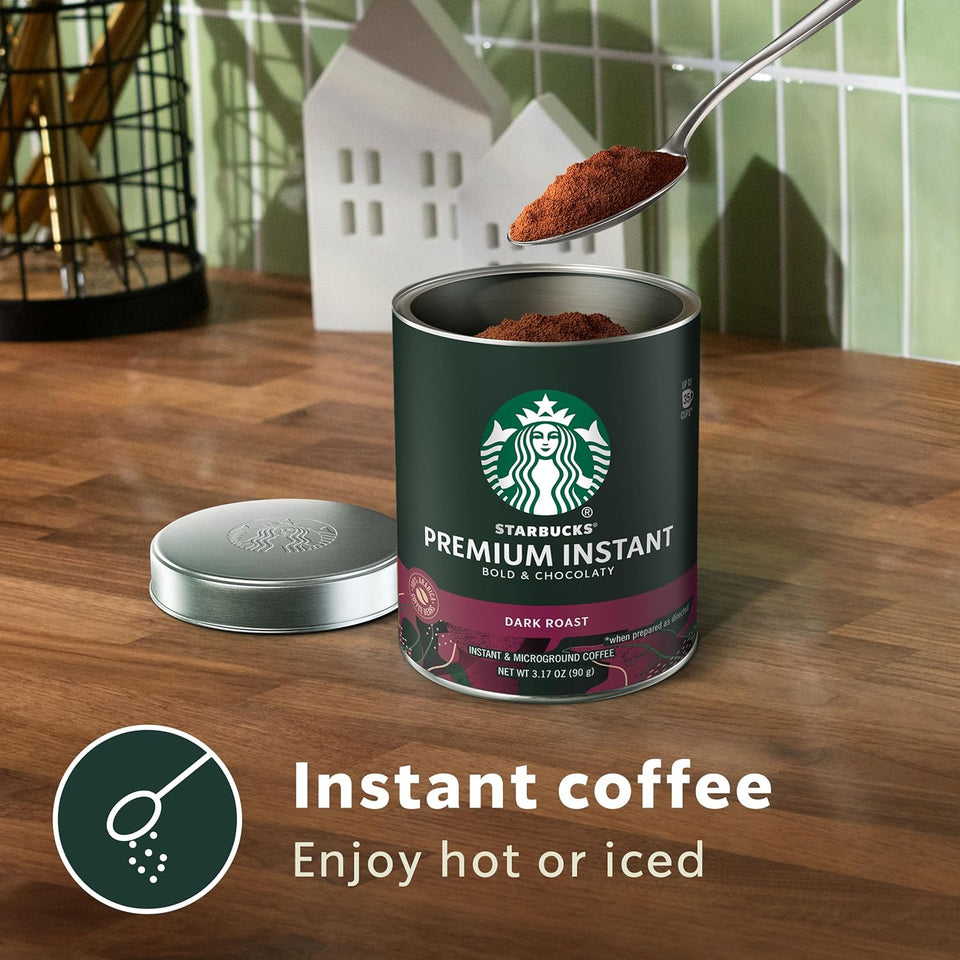 starbucks premium instant dark roast arabisca coffee three 3.17 oz tins