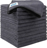 HOMEXCEL Microfiber Cleaning Cloth 12 Pack, 12.5 x 12.5 inch Microfiber Towels for Cars, Ultra Absorbent Washing Cloth, Lint Free Streak Free Cleaning Rags for Car, Kitchen, and Window (Grey)