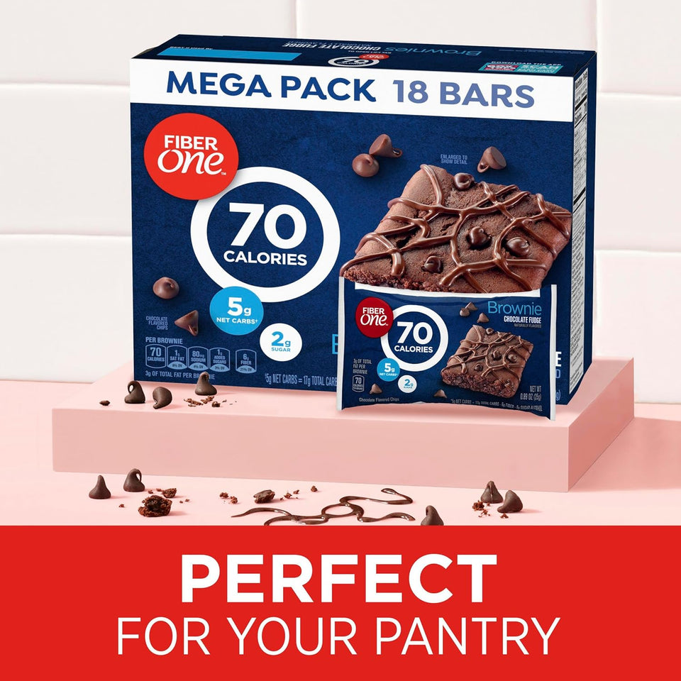 Fiber One 70 Calorie Brownies Chocolate Fudge Snack Bars Mega Pack 18 Ct 16 oz