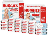 Huggies Simply Clean Unscented Baby Diaper Wipes, 3 flip-top packs, fragrance-free, 192 wipes total