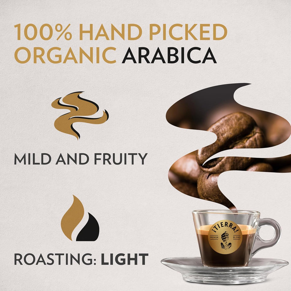 Lavazza ¡Tierra! 100% Arabica Organic Whole Bean Light Roast Coffee, 2.2 lb Bag, Italian Blend