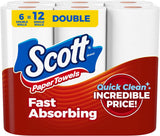 Scott Paper Towels, Choose-A-Sheet, 6 Double Rolls = 12 Regular Rolls (108 Sheets Per Roll)