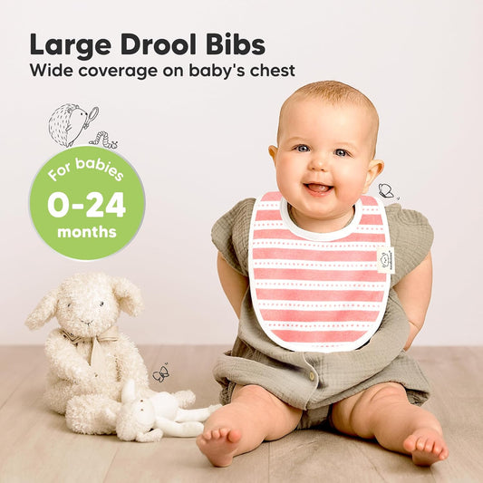 8-Pack Organic Baby Bibs for Boys, Girls - Soft Cotton Drooling and Teething Bibs for Baby Girl & Boy, Extra Absorbent, Easy To Clean & Put On for Toddler, Newborn, Infant 0-24 Months (Sweet Charm)