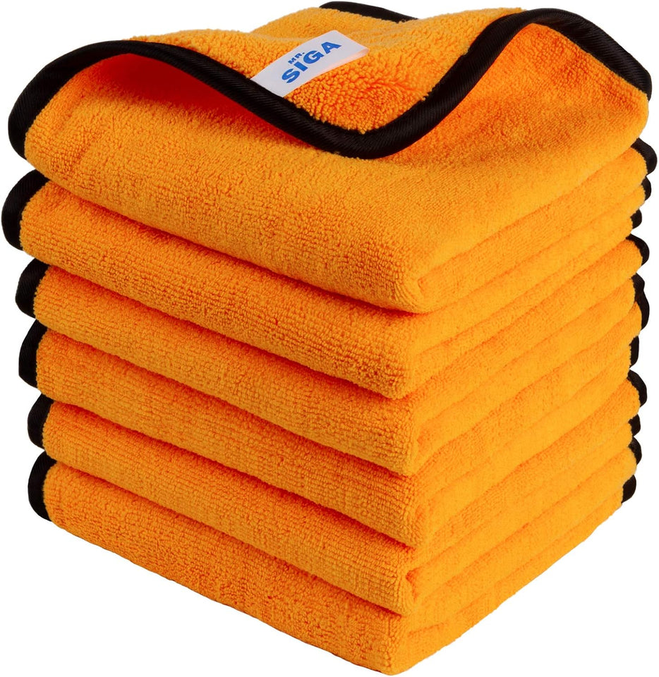 MR.SIGA premium microfiber car washing and detailing towels, dual-sided, gold, 6 pack, 15.7 x 23.6 inch