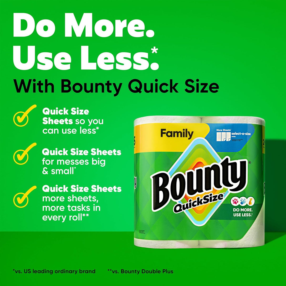 Bounty Quick Size Paper Towels, White, 8 Family Rolls = 20 Regular Rolls - Rayz Mart