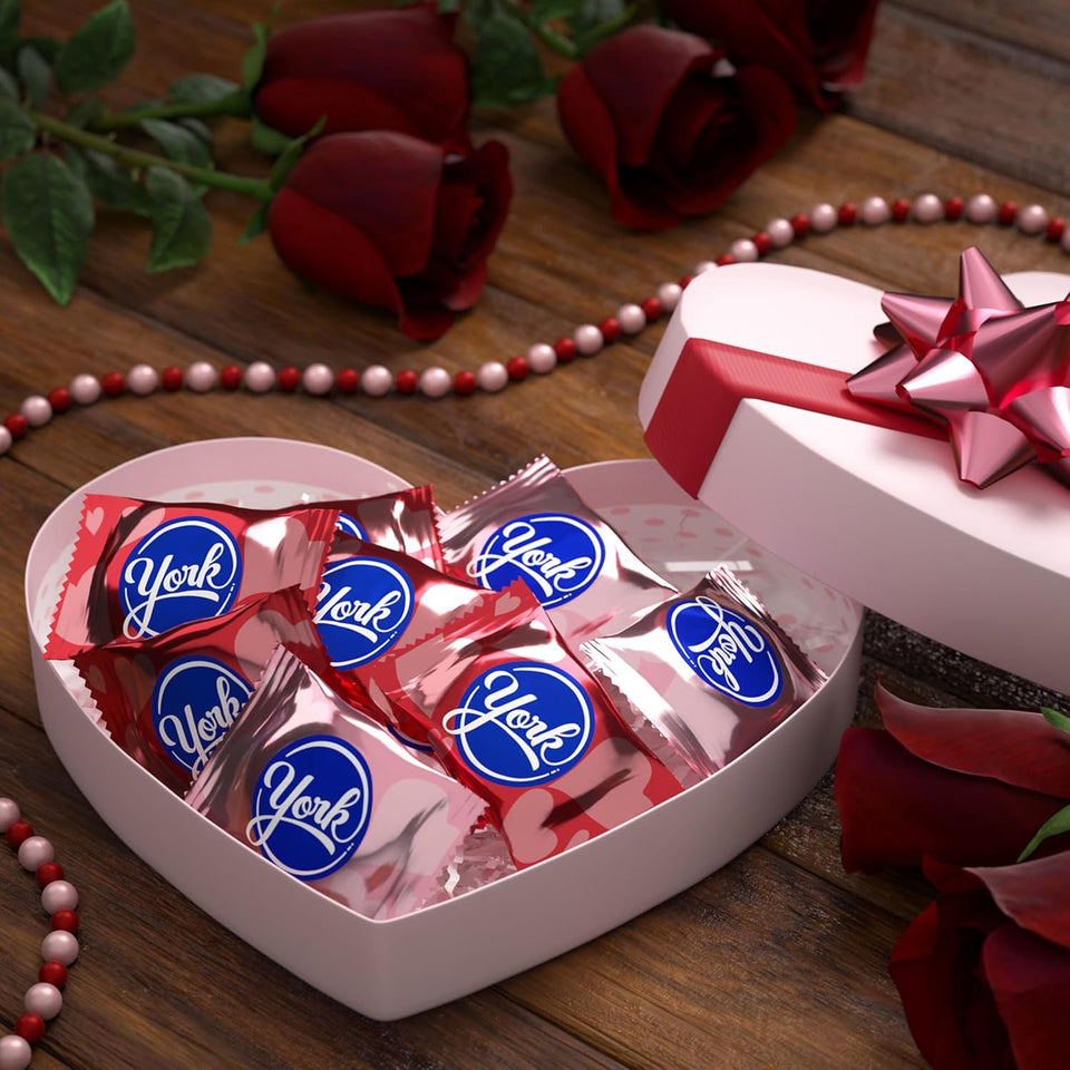 york dark chocolate peppermint patties hearts 9.6 oz valentine's candy gift bag