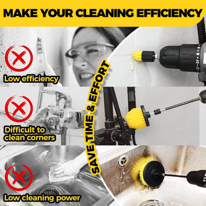 Holikme 6Pack Drill Brush Power Scrubber Cleaning Brush Extended Long Attachment Set All PLrpose Drill Scrub Brushes Kit for Grout, Floor, Tub, Bathroom and Kitchen Surface,Scratch Brushes（Yellow）