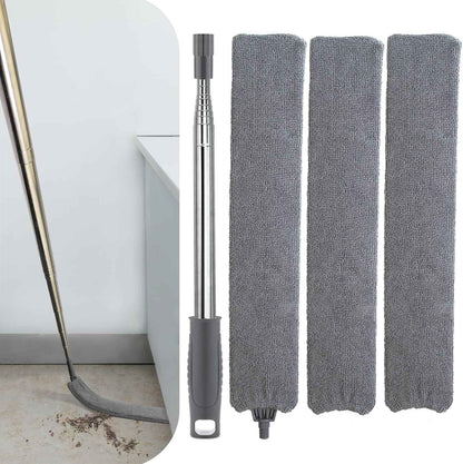 Retractable Gap Dust Cleaner with Extension Pole, Cleaning Tools with 3 Microfiber Dusting Cloths, Extendable Long Handle Duster for Cleaning Under Refrigerator Furniture Appliance