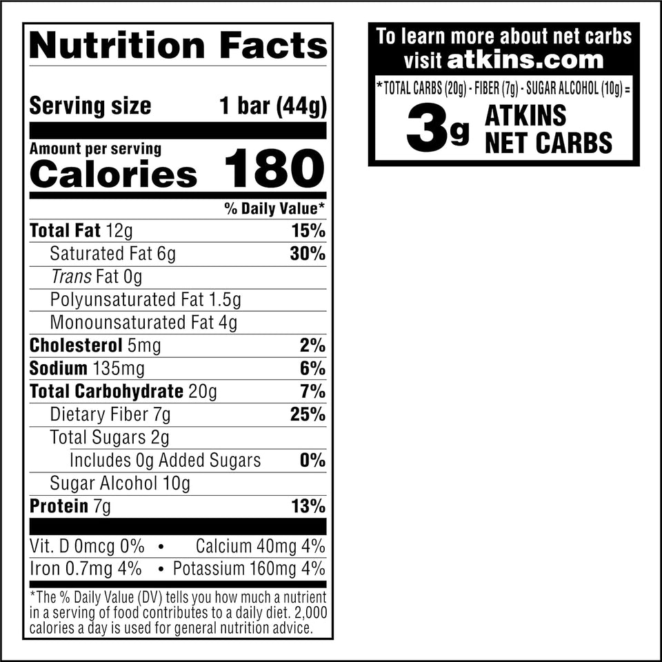 atkins caramel chocolate nut roll protein snack bars 7g protein 16 count