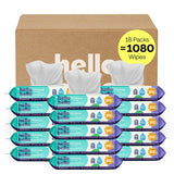 hello bello premium fragrance-free baby wipes with chamomile aloe extracts for sensitive skin, 12 resealable packs of 60ct each