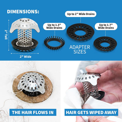 TubShroom Ultra Revolutionary Bath Tub Drain Protector Hair Catcher/Strainer/Snare Stainless Steel, Single Pack