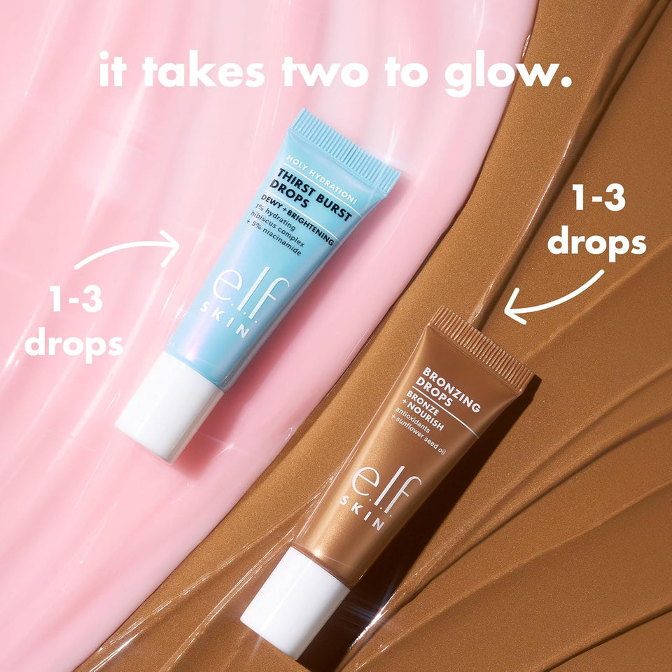 e.l.f. SKIN The Hottest Drops Duo, Holy Hydration! Thirst Burst & Bronzing Skincare Set, For A Dewy, Sun-Kissed Look, Vegan & Cruelty-Free
