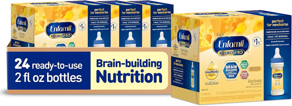 Enfamil NeuroPro Ready-to-Use Baby Formula with DHA and Prebiotics, Non-GMO, 24 Count Nursette Bottles