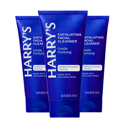 Harry's Exfoliating Face Wash for Men, Gentle Facial Skin Care Products with Volcanic Rock Exfoliant, Dermatologist Tested, 5.1 Fl. Oz, 3 Pack