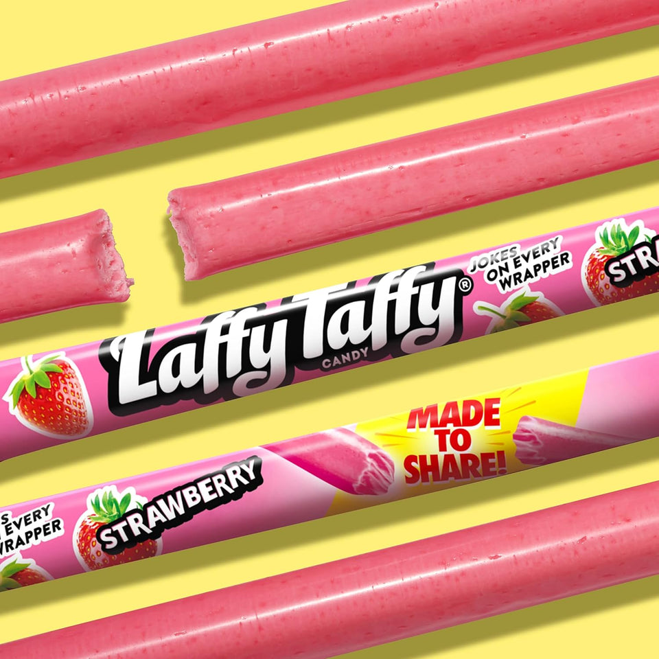 Laffy Taffy Strawberry Ropes, 0.81 Ounce Each, Pack of 24 Individually Wrapped Treats