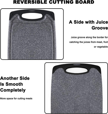 Cutting Boards for Kitchen, Large-Small Cutting Board Set of 3, Dishwasher Safe, Juice Groove, Easy Grip Handle, Non-Slip Rubber Cutting Board