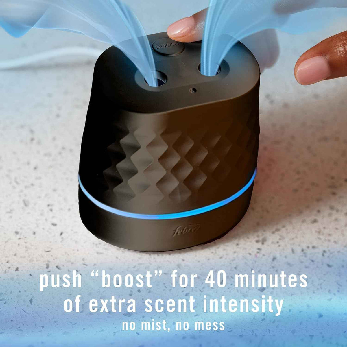 Febreze Plug Scent Booster in Black, Continuous Scent Device Oil Diffuser, Compatible with Febreze Air Freshener Plug in Refills