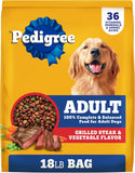 Pedigree Complete Nutrition Adult Dry Dog Food, Steak and Vegetable Flavors, 18 lb Bag, High-Quality Protein and 36 Vitamins