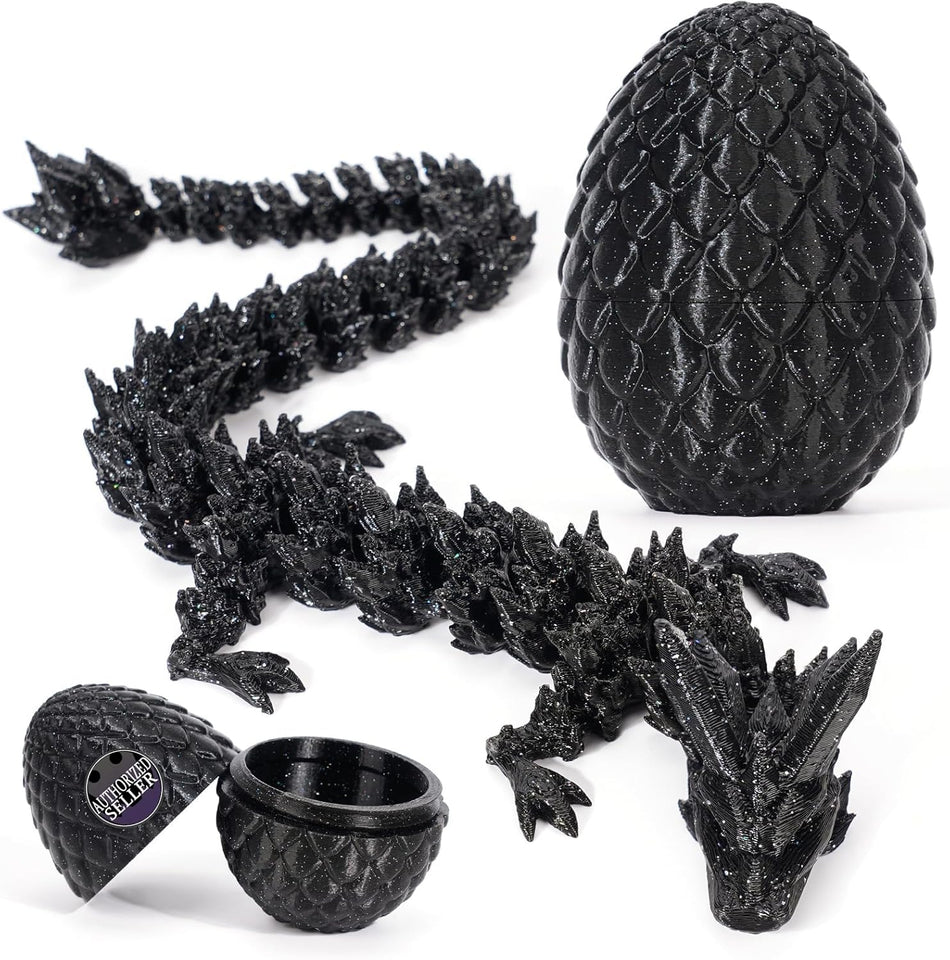 12 inch 3d printed dragon easter egg with fall protection and reinforced joints, eco-friendly fidget toy in rainbow color