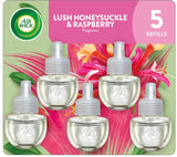Air Wick plug in scented oil refill, honeysuckle & raspberry, 4 count, essential oils