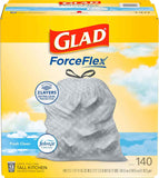 Glad ForceFlex Tall Kitchen Trash Bags, 13 Gallon, Fresh Clean, 140 Count (Package May Vary)